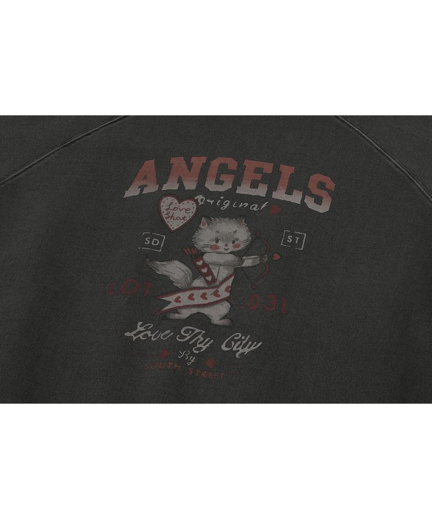 CPGN STUDIO Cupid Cat Raglan Pigment Sweatshirt Smoke Black