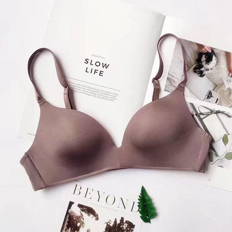 Sexy Hluboký Výstřih do V Bezešvá Podprsenka Nabrané Dámské Spodní Prádlo Tenká Sekce Bezešvá Podprsenka