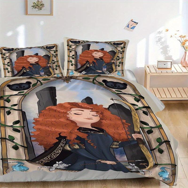 

3pcs Merida Inspired Quilt Cover Set - Soft and Cozy Bedroom, Guest Room and Dorm Decorative Bedding 3-Piece Set 1 Quilt Cover + 2 Pillow Shams.S 135x200cm
