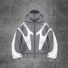 Men's Oversized Zip Up Hoodie Color Block Long Sleeve Hooded Sweatshirts Retro Jacket  Hoodie
