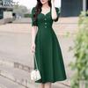 ZANZEA Women Summer Heart Neckline Casual Short Sleeve Elegant Dress