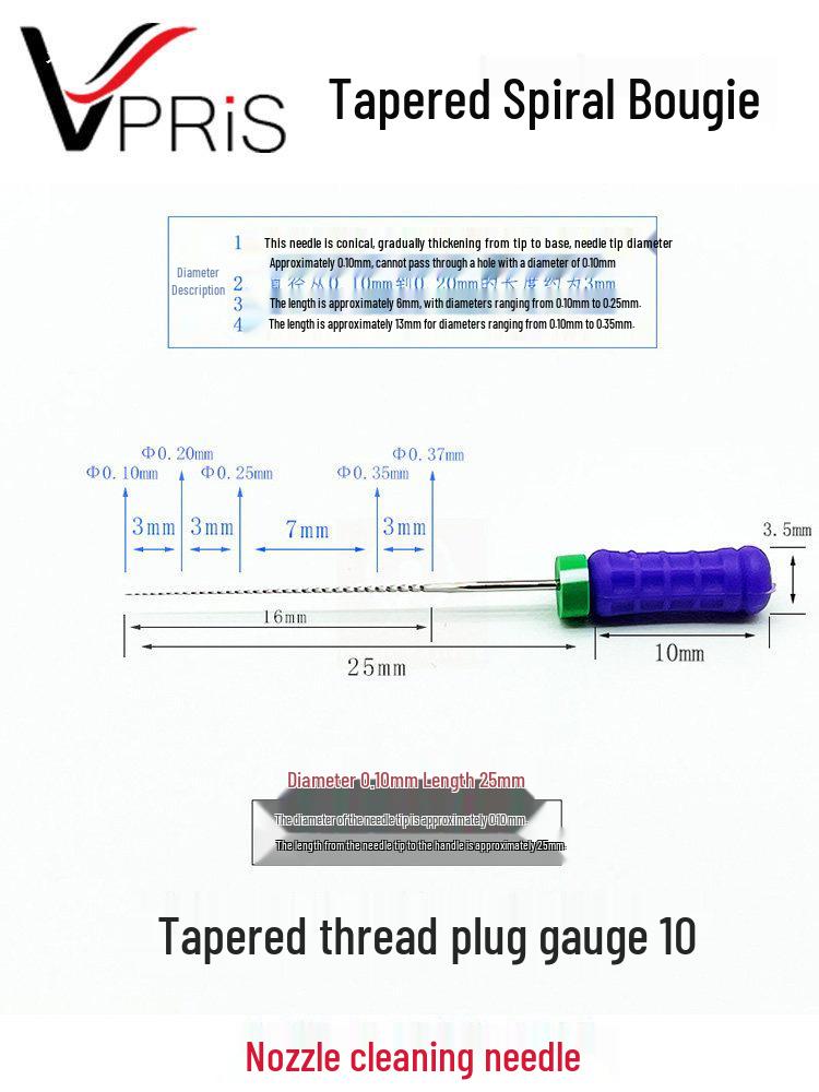 Threaded 0.05mm Ultra-Fine Steel Nozzle Cleaning Needle for Go-No-Go Gauge Valve