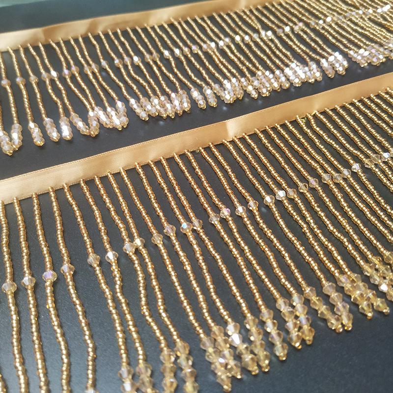 45/90cm Luksusowy Kryształ Koralikowy Frędzlowany Koronkowy Opaska DIY Suknia Ślubna Sceniczny Kostium Welon Tassel Akcesoria Do Szycia