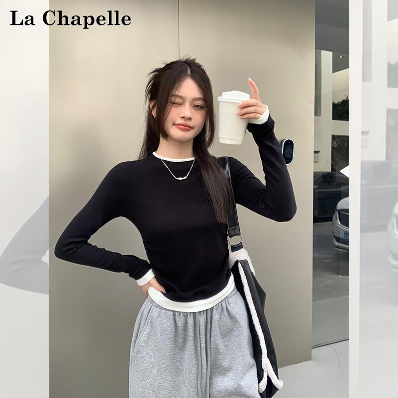 La Chapelle Women s Faux Two-Piece Long Sleeve T-Shirt S