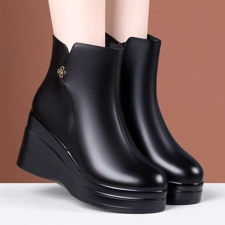 Winter new retro thick-soled wedge comfortable middle-aged mother cotton boots women's velvet warm snow boots