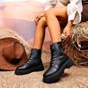 Women Platform Boots Short Plush Solid Color Lace Up Side Zipper Ankle Boots Winter Women Shoes Large Ladies' Shoes