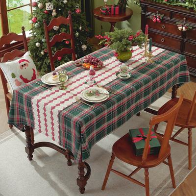 Christmas Splicing Tablecloth Art Retro Green Plaid American Table Cloth Christmas Plaid Tablecloth