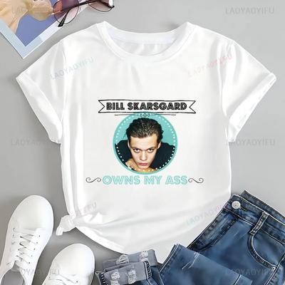 Classic Poster-printed Stylish T-shirt for Swedish Actor Bill Skarsgard.A Casual Suitable for