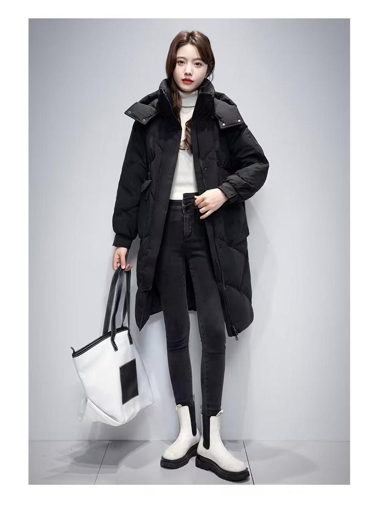 Women's Korean Style Hooded Cotton Jacket - Winter Clearance, Medium & Long, Loose Fit, Large Size, Thickened Coat