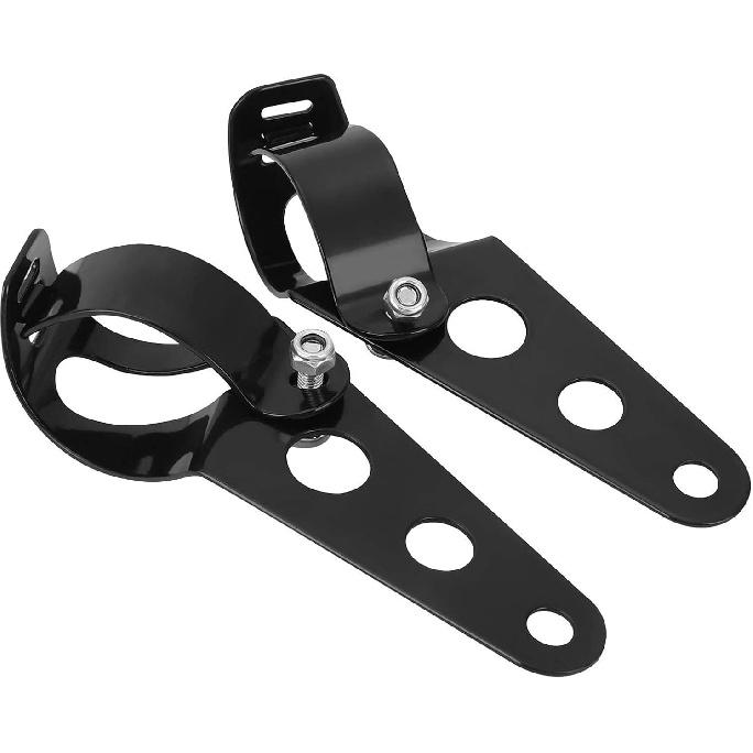 Anki HappiGo ANKIA Universal 33mm-43mm Metal Motorcycle Modified Headlight Mount Brackets Clamp Fork Ear for Motorcycle Chopper Cafe Racer (Black)