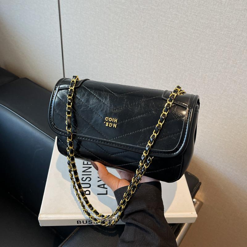 

Fashion trend niche design small square bag spring new casual texture shoulder messenger bag чёрный