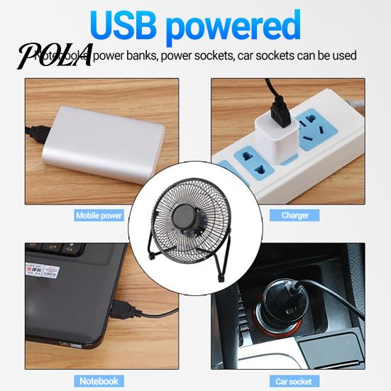 Electric Fan Mini Silent Strong Wind USB Charging Metal Wrought Iron Student Desk for Office