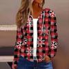 Women's Fashion Christmas Print Casual Zip-Up Long-Sleeved Hooded Jacket