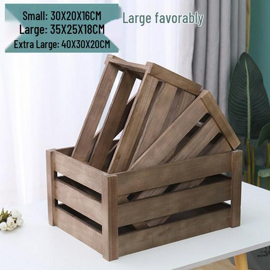 

Деревянная прямоугольная корзина с эффектом состаривания для демонстрации фруктов и овощей Small 30/20/16cm