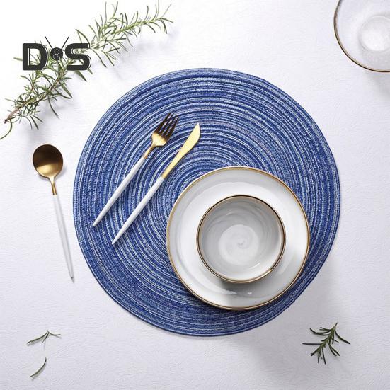 2 Pcs Anti-Slip Round Table Mat Set Woven Placemats Dining Table Non-Slip Coasters for Kitchen Heat Resistant Bowl Pads Drink Mats