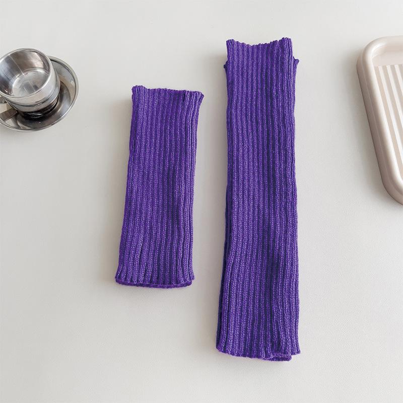 Socks Cover Stacking Socks Horizontal Machine Knitted Wool Solid Color Vertical Strip Leg Warmer Y2K Winter Leg Guard Socks