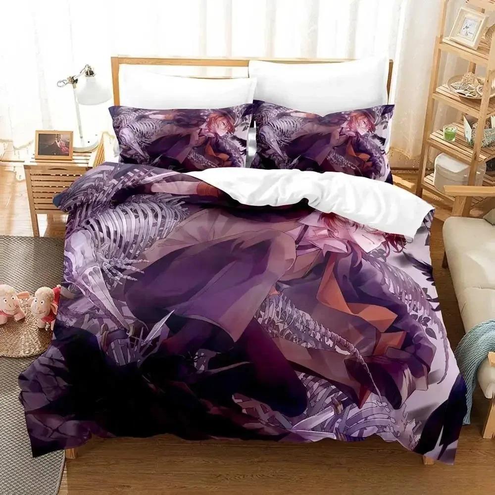 Fashion Bungou Stray Dogs S4 Bedding Set Cartoon Anime Three-piece Set Adult Kid Bedroom Duvet Cover Sets 3D Print Kawaii Anime
