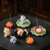 Lychee Celadon Resin Incense Holder - Small Sandalwood & Kitten Ornament Plate for Tea Table.