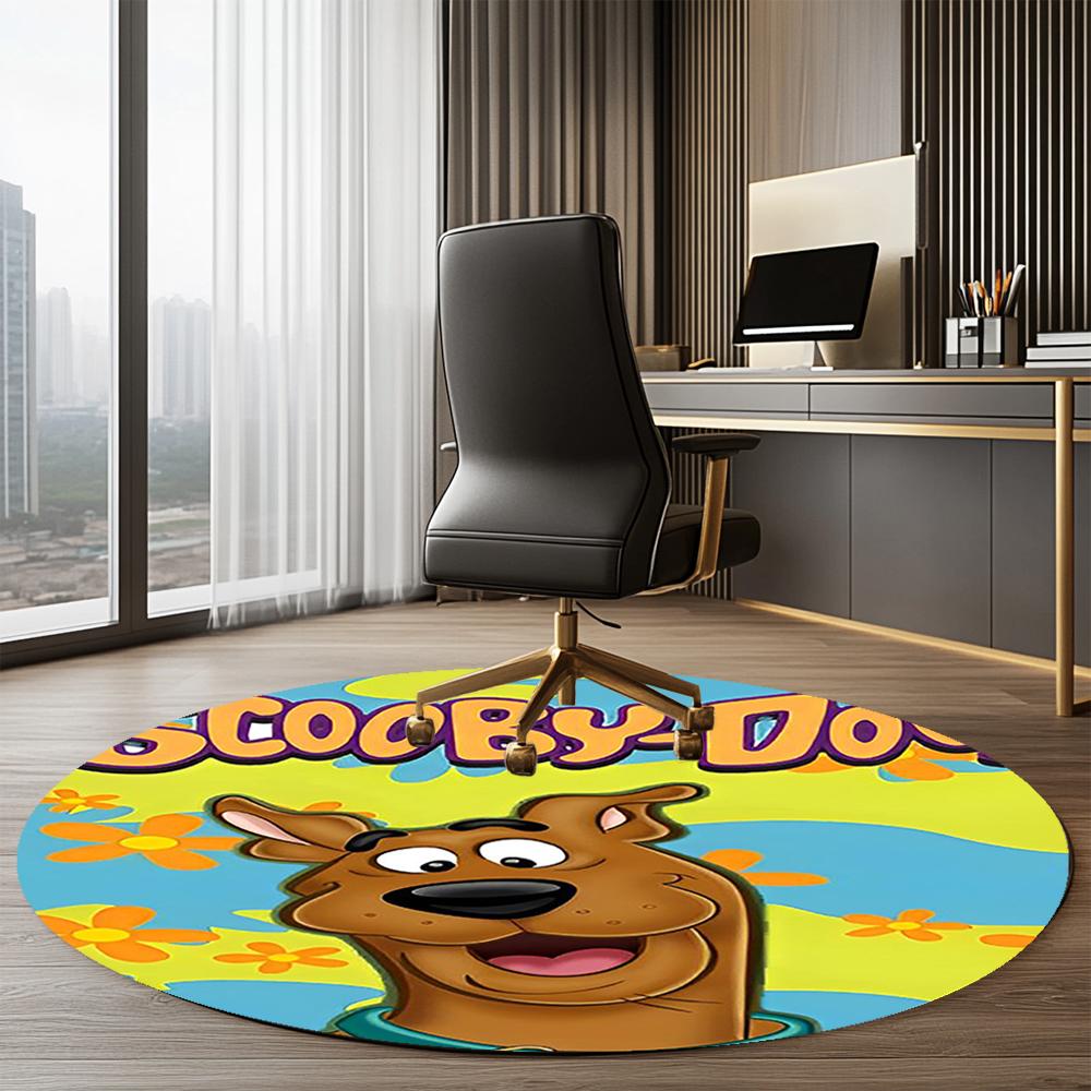 Scooby-Doo Printed Round Rug Carpet Chair Rug Area Rug Entryway Doormats,for Office Chair Living Room Bedroom Kitchen Room.