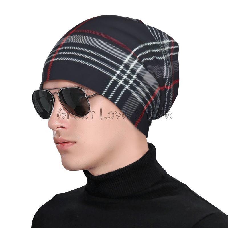 Custom GTI Tartan Plaid Beanie Hat Warm Bonnet Cap Adults Knitted Hats Headwear Vintage Street Skullies Beanies for Women Men