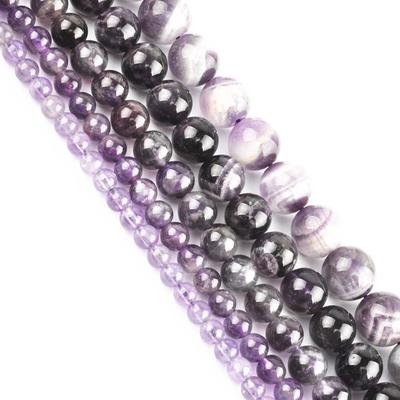24-100pcs 4-12mm Round Purple Natural Stone Loose Beads DIY for Necklace Bracelet Jewelry Making Accessaries
