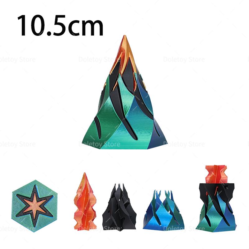 3D Printed Impossible Stone Passthrough Plaything Helix Spinning Pressure Reducing Plaything Pass Through Pyramid Vortex Thread Illusion Plaything