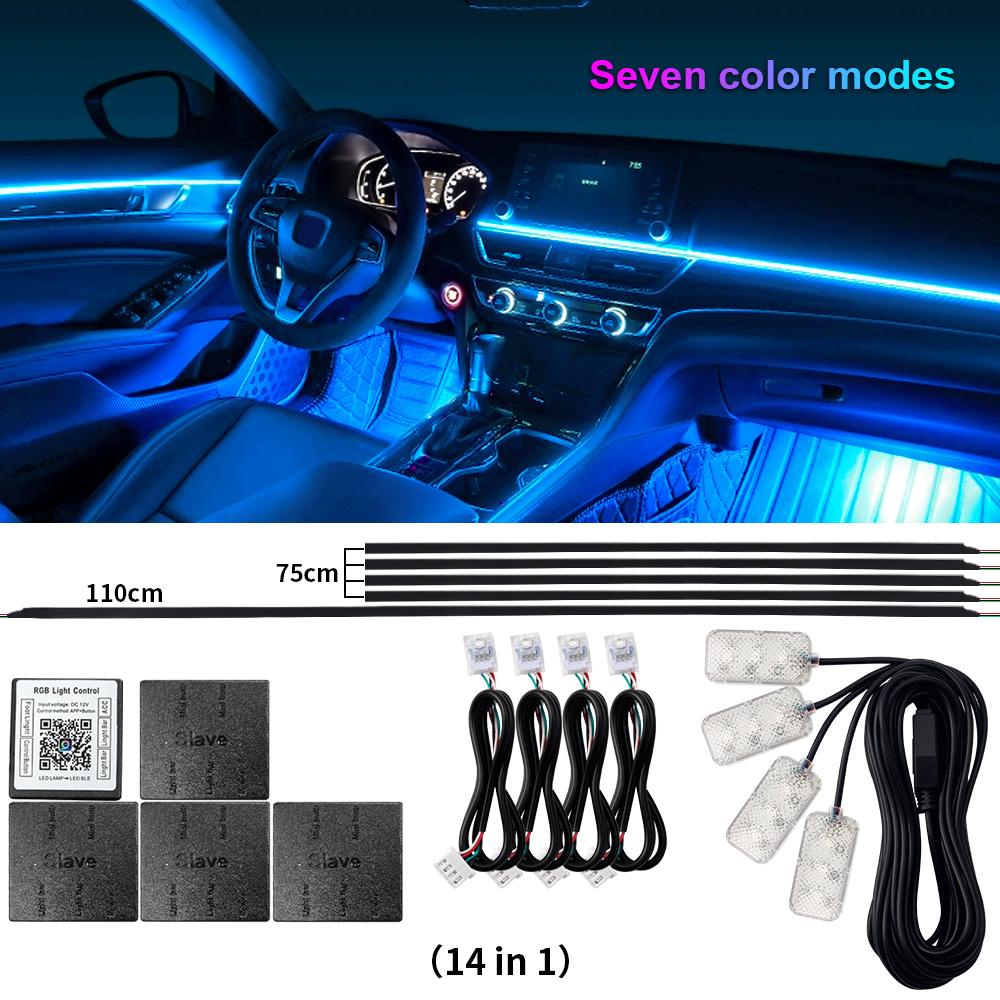18/22 In 1 Led Acrylic Ambient Lamp 64 213 Color RGB Blutooth APP Control Car Atmosphere Lights Support One Zone Dual Zone 12V