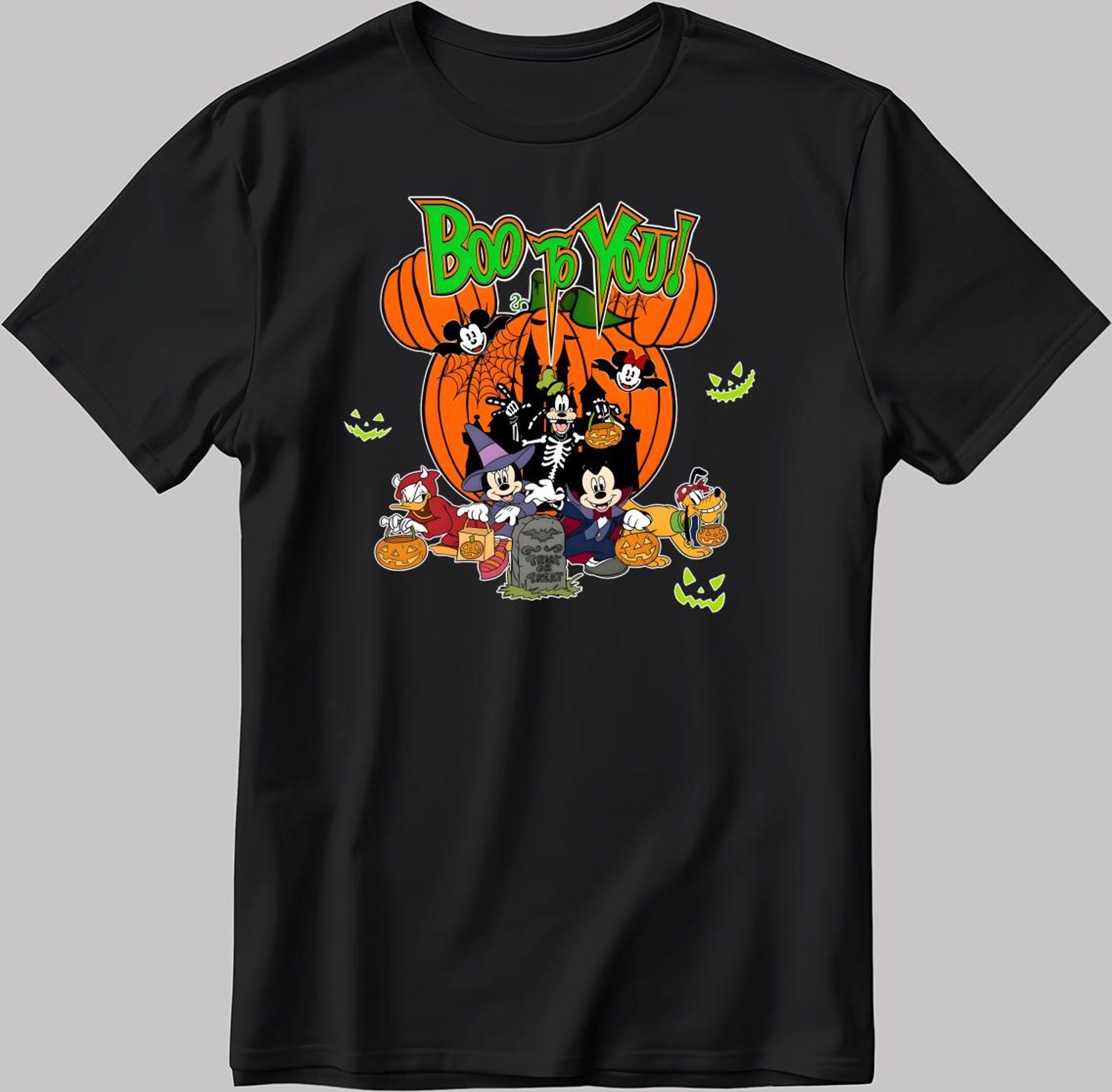 Halloween Mickey Mouse Minnie Mouse Short Sleeve White-Black Men s / Women s T-Shirt V059 L