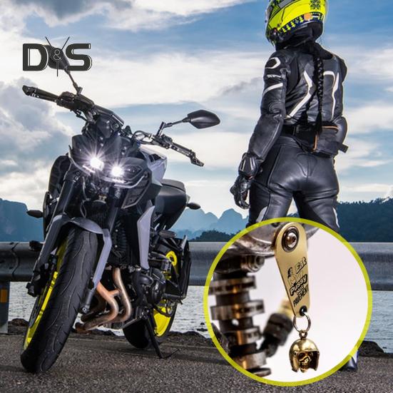 Motorcycle Gremlin Bell Metal Skull Guardian Bell Biker Luck Bell Gremlin Bell Hook for Motorcycle Keychain Bicycle