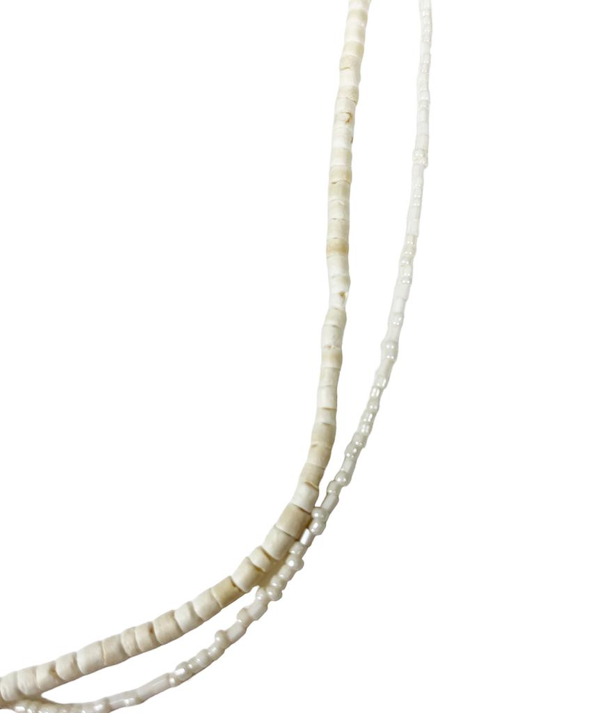 Sk8Er Rock Shell Double Chain Necklace (Ivory)