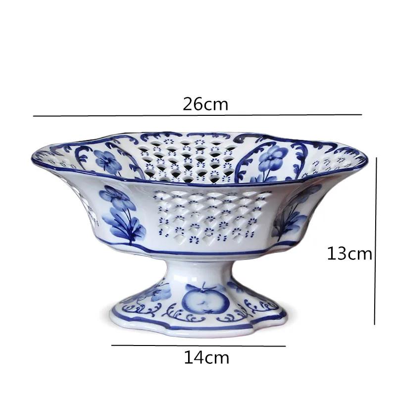 

Полая тарелка для фруктов Керамическая тарелка Высокие ножки Фруктовница Миска для закусок Декоративная посуда Поднос для еды Корзина для фруктов Украшения для хранения