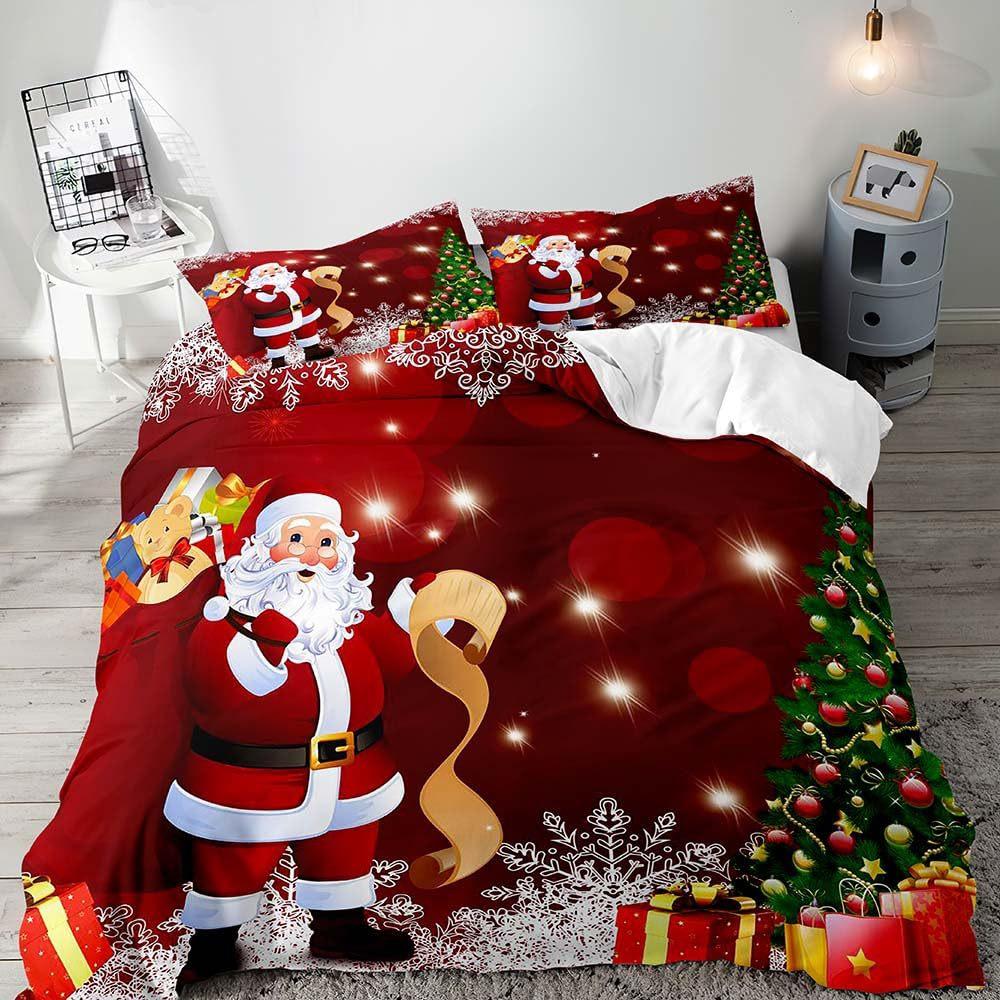 Fun Black Santa Three-Piece Quilt Cover Digital Printing Bedding Set Bed Cover