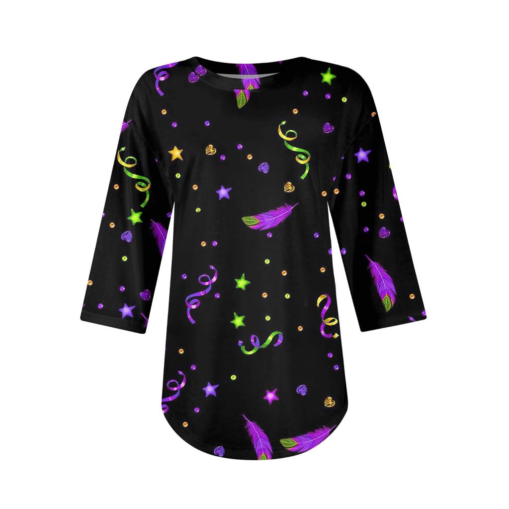 Womens T Shirts 3/4 Sleeve Shirts Solid Color Pullover Summer Spring Tops Blouses