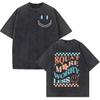 My Happy Hour Gym Vintage Washed T Shirts Fashion O-Neck Short Sleeve T-shirt Casual 100% Cotton Oversized T-shirts Unisex
