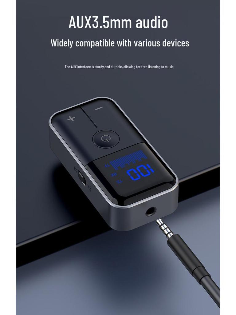 Bluetooth 5.4 2-in-1 Audio Receiver/Transmitter with AUX & Card Slot for Car/Home