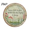 Retro Wall Decor Round Garden Metal Sign, Distressed Iron Decor, Weather Resistant Indoor Outdoor Hanging Vintage Art Plaque for Courtyard Patio Fence