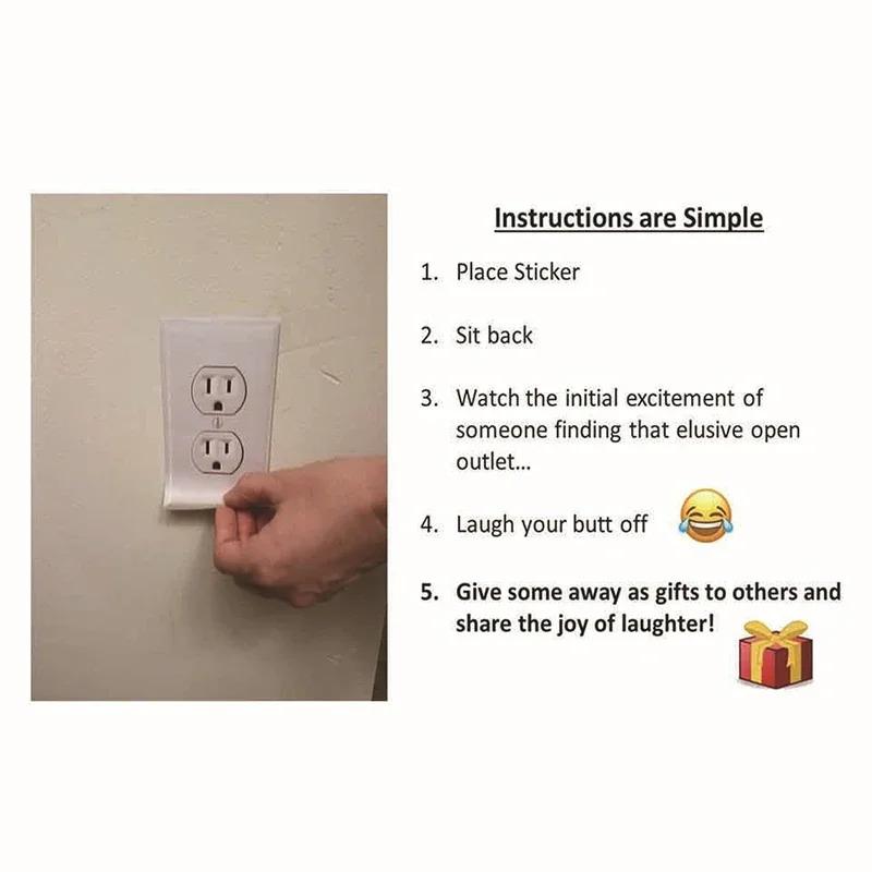 5/10pcs Funny Fake Outlet Stickers, Prank Wall Decals for Office and Home, Power Socket Switch Stickers, Home Decoration.