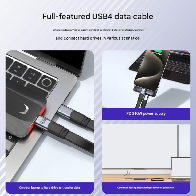 Durability USB4 Data Cable Builts with Aluminum TPE Coating for Longevity Supports 40Gbps Data 8K Video 240W Charging