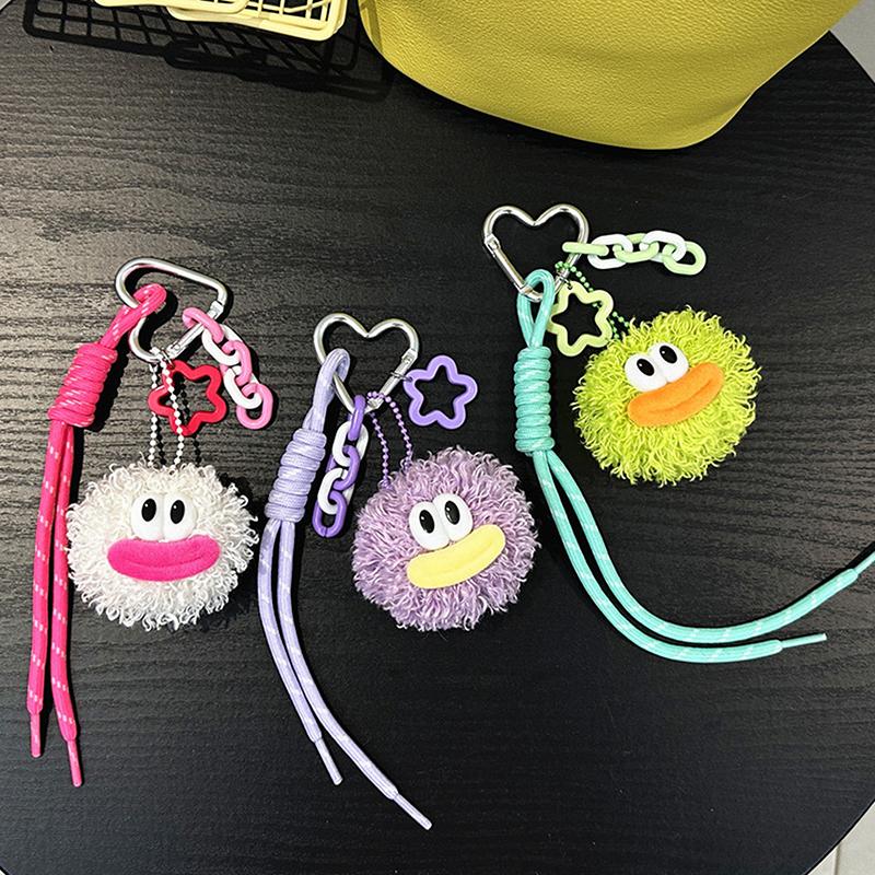 Kawaii Big Mouth Doll Keychain Creative Sweet Plush Doll Keyring Girly Bag Pendant Backpack Hanging Decoration Lovely Gifts