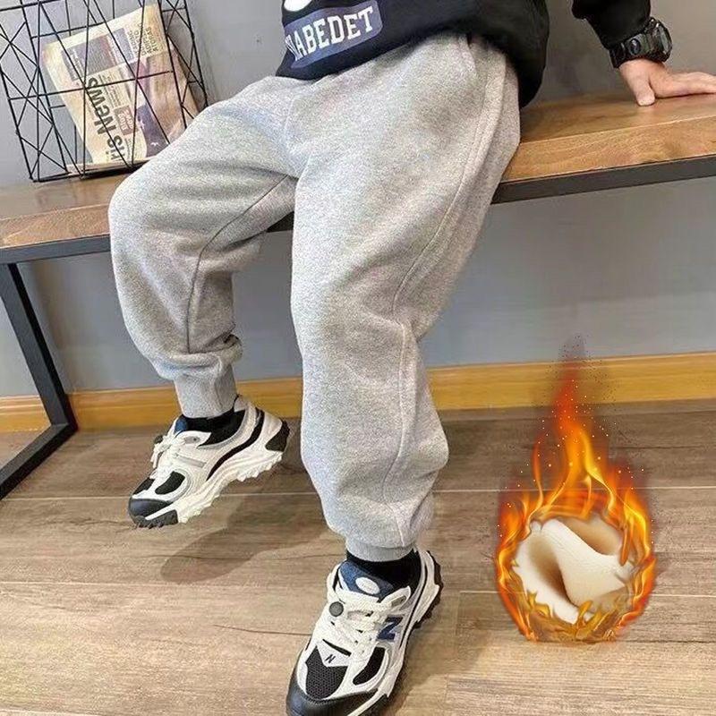 

Детские спортивные штаны для мальчиков и девочек, осенне-зимние толстые повседневные штаны, свободные спортивные штаны для девочек-студентов, детские брюки с надписью Kawaii 140 светло-серый