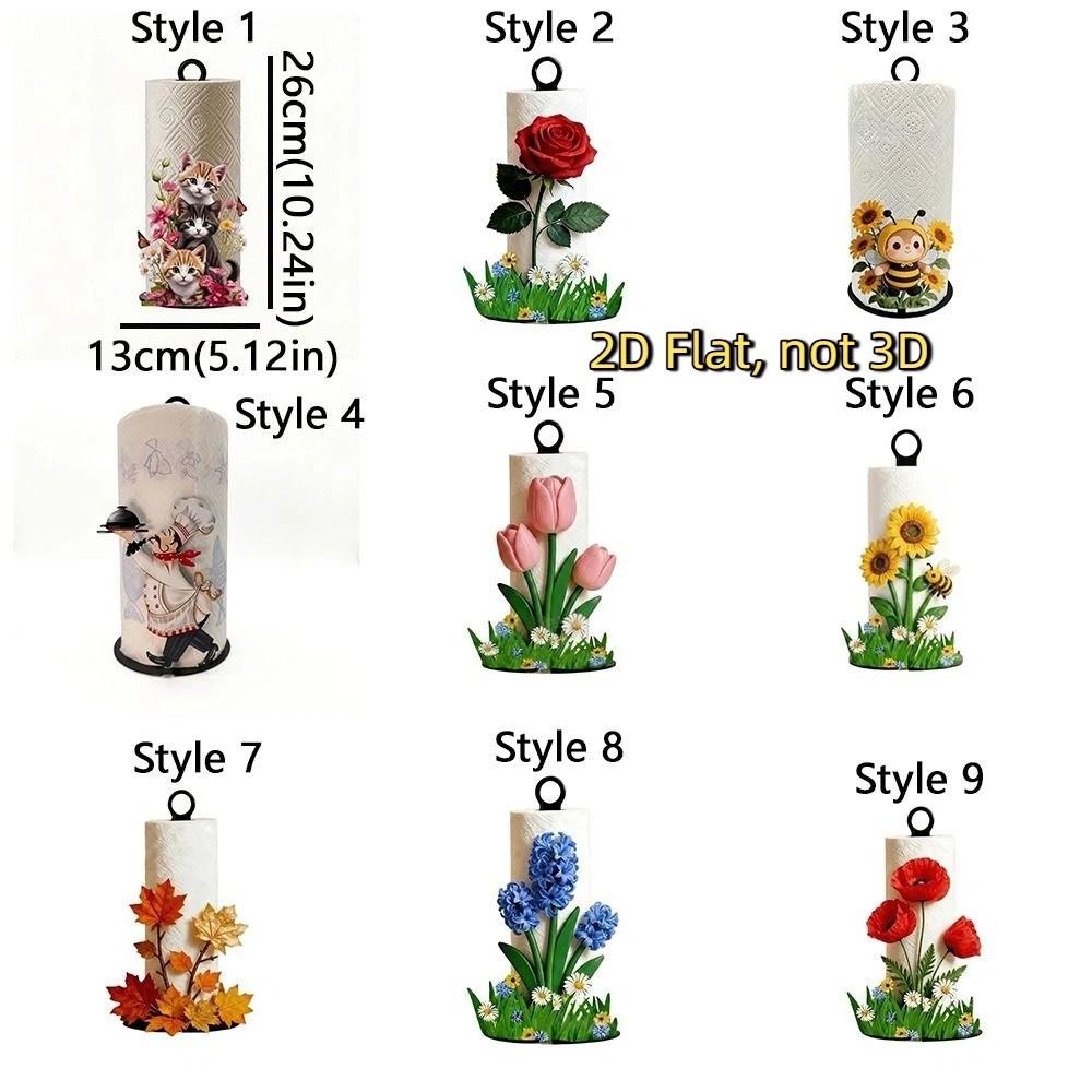 Animal Flower Pattern Floral Paper Towel Holder Cook Character Kitchen Napkin Stand Living Room