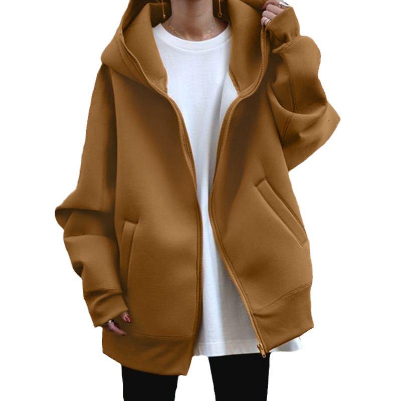 2023 European & American Streetwear: Autumn/Winter Loose Fit Velvet Zip-Up Hoodie