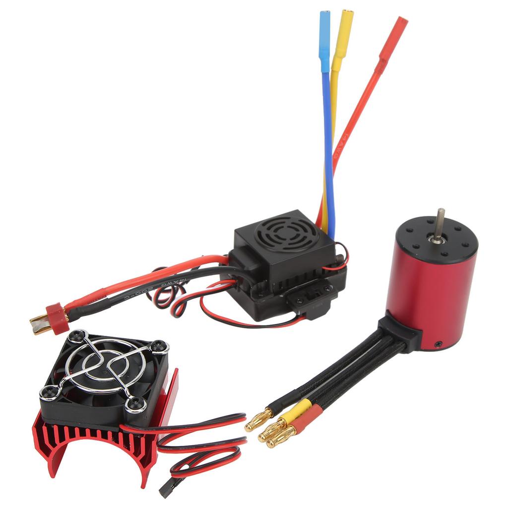 RC Waterproof Brushless 60A ESC S3650 2300KV Brushless Motor Kit with Motor Cooling Fan for 1 8 1 10 RC Car