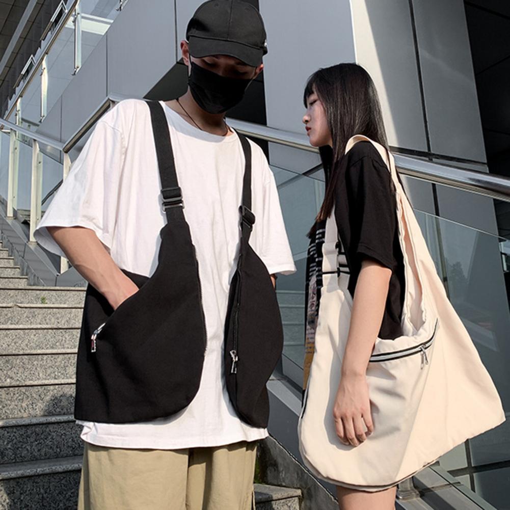 Men Waistcoat Bag Adjustable Shoulder Straps Zipper Pockets Cargo Tops Canvas Bag Vest-Style Backpack with Large Capacity