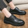 New British Style Brogue Shoes for Men Business Casual Fashion Commute Thick Sole Leather Shoes Male Platform Wedding Dress Shoe