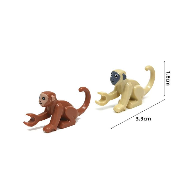 MOC Wild Animals Building Blocks Set Monkey Cow Bear Orangutan Leopard Snake Camel Mini DIY Model Compatible Bricks Kids Toy T19