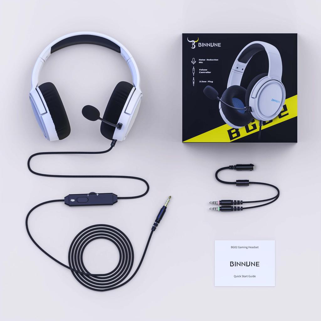 BINNUNE Gaming PS5 Xbox with Mute 50mm Low Noise for FPS Xbox Headset, Headset, 3.5mm Wired, Headset, Microphone, Function, Driver, Latency,