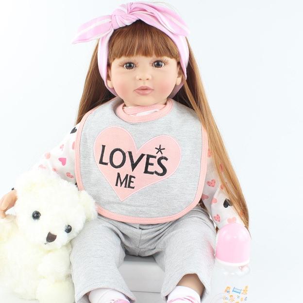 BZDOLL 60 CM 24inch Vinyl Reborn Cloth Body Doll for Girl Princess Toddler Babies Like Real Birthday Gift Play House Toy
