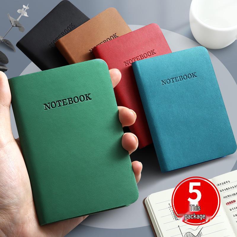 A7 Mini Pocket-Sized Notebook for Students and Nurses 2 brown + 3 dark green