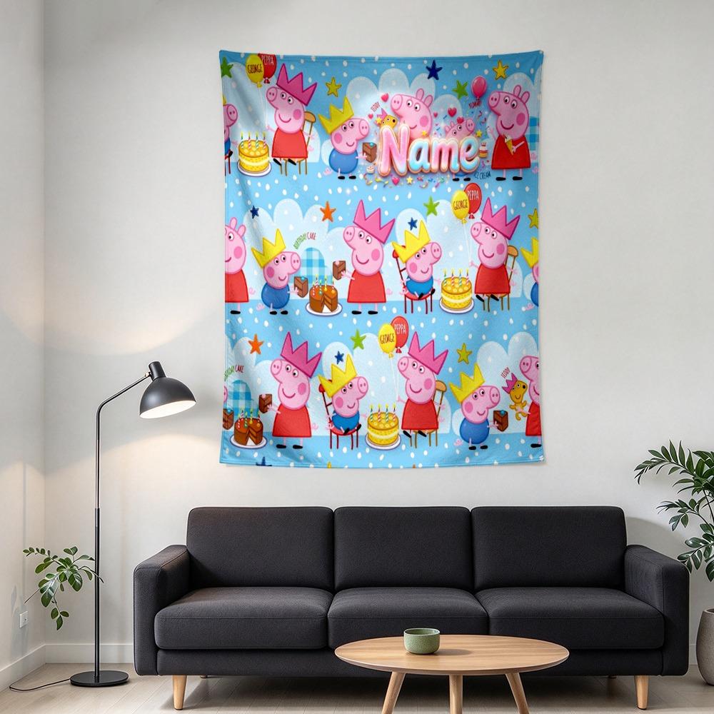 Custom Name Birthday Party Tapestry Wall Hanging for Bedroom, Living Room & Dorm Decor, Modern Home Wall Art